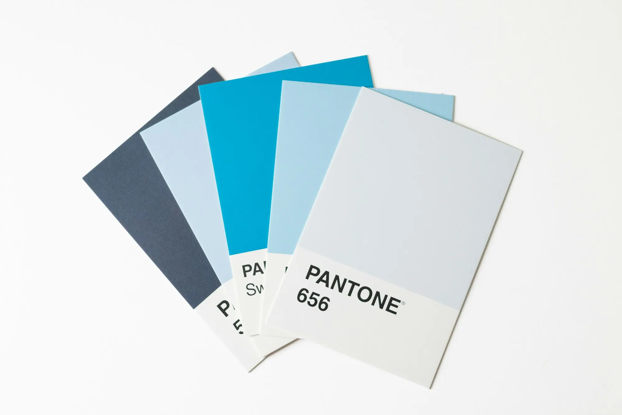 Pantone colour swatches in shades of blue
