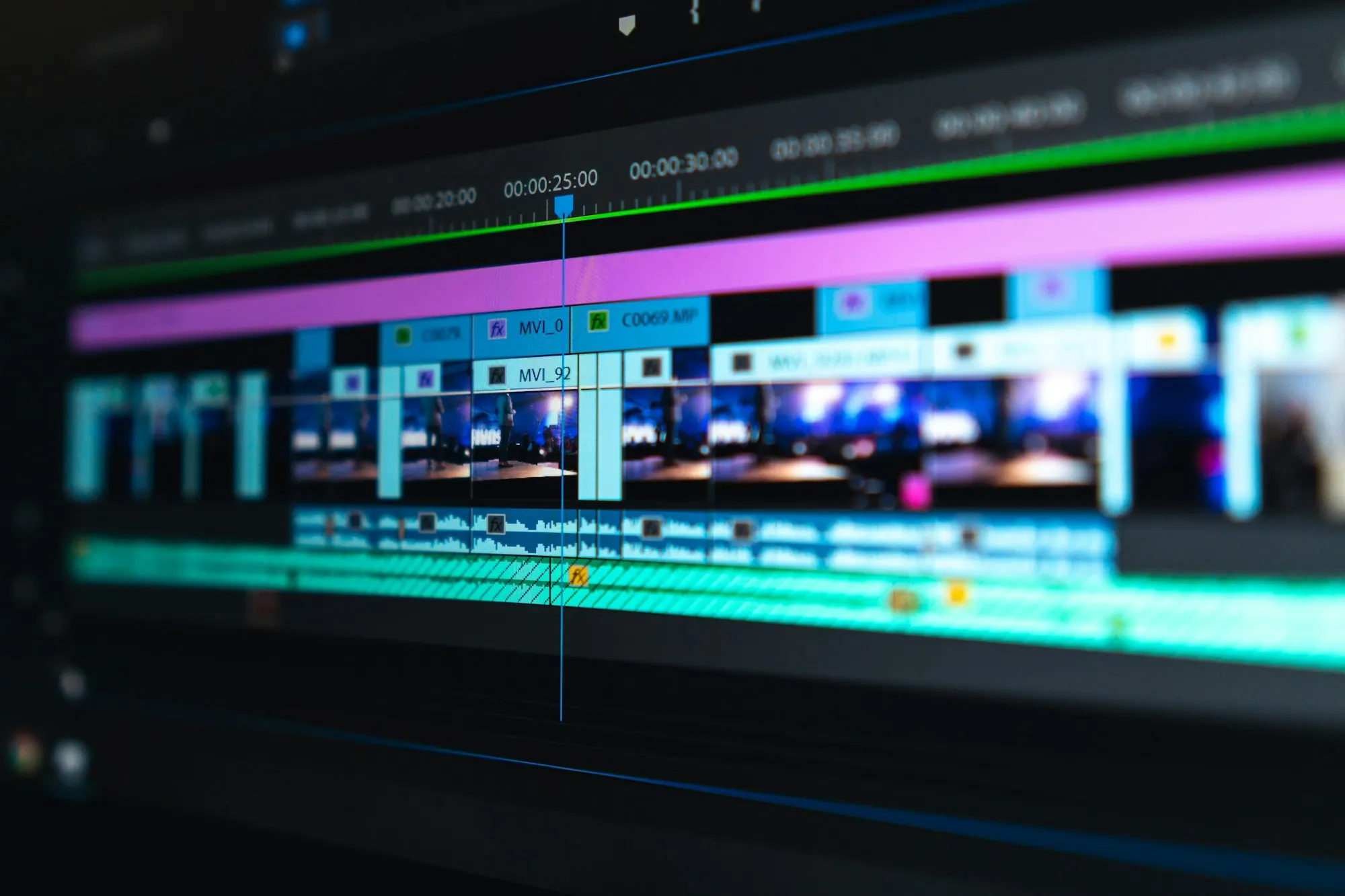 Timeline of a video editing software